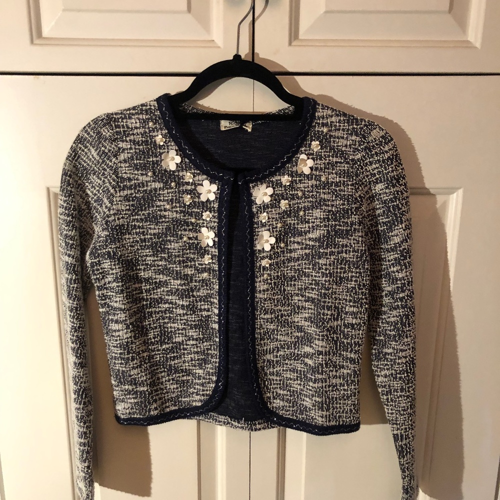 Navy + White Cardigan